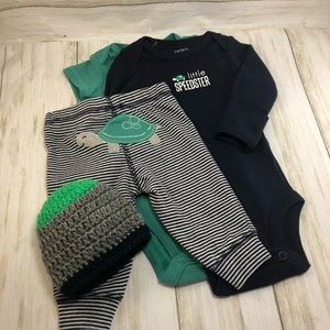 3PC newborn little speedster boy/girl bodysuit